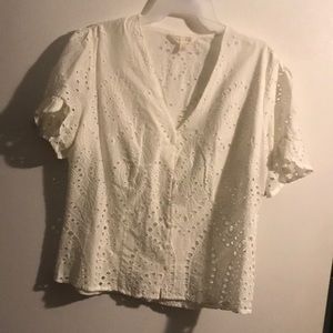 White Lace Eyelet Lace Blouse